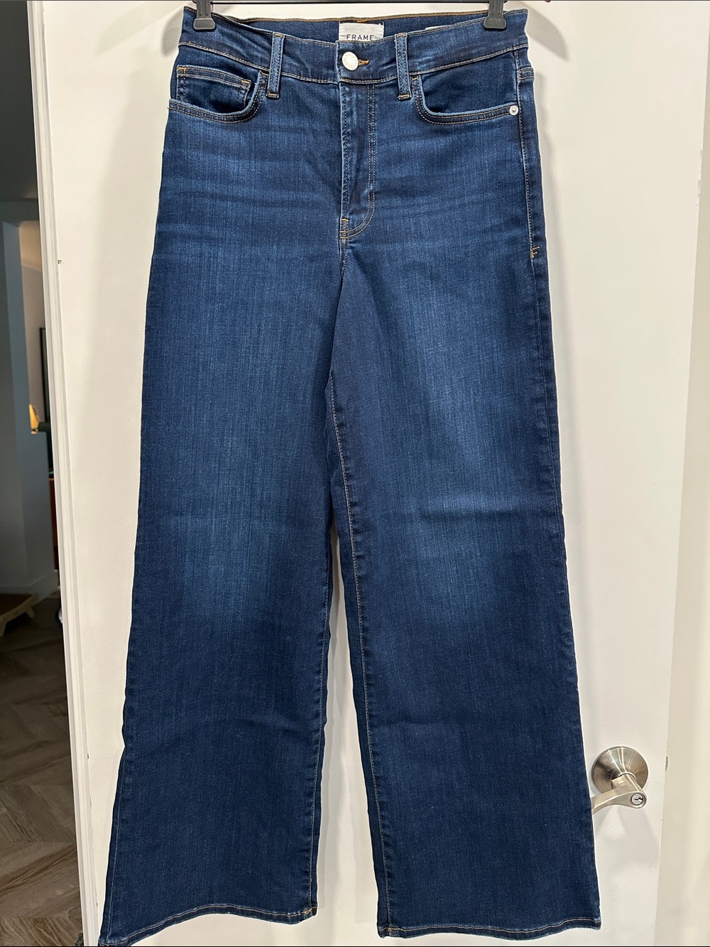 Frame Denim Wide-Leg Jeans in Dark Indigo Blue